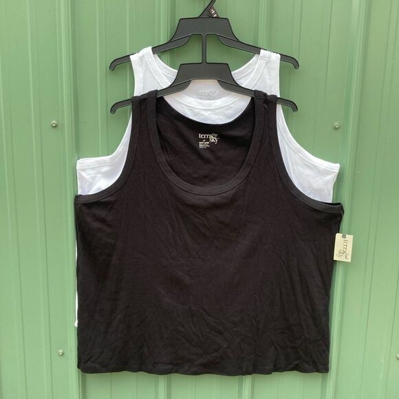 Women's Plus Comfy Stretch Ribbed Tank Top, 2-Pack Size 4XL - Picture 1 of 7